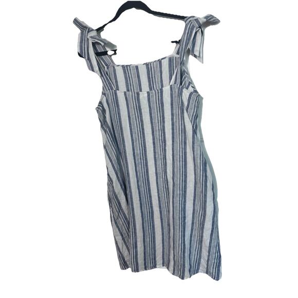 Crown And Ivy 100% Linen Dress/ Cover-up Sz XL Blue White Stripe Beach Nautical - Picture 3 of 6